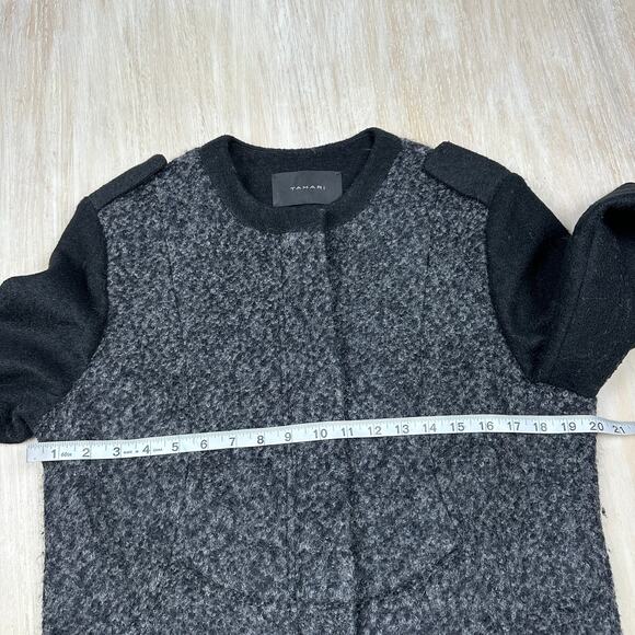 Tahari Gray Wool Blend Colorblock Winter Full Zip Chic Structured Coat jacket 12 - Picture 14 of 15